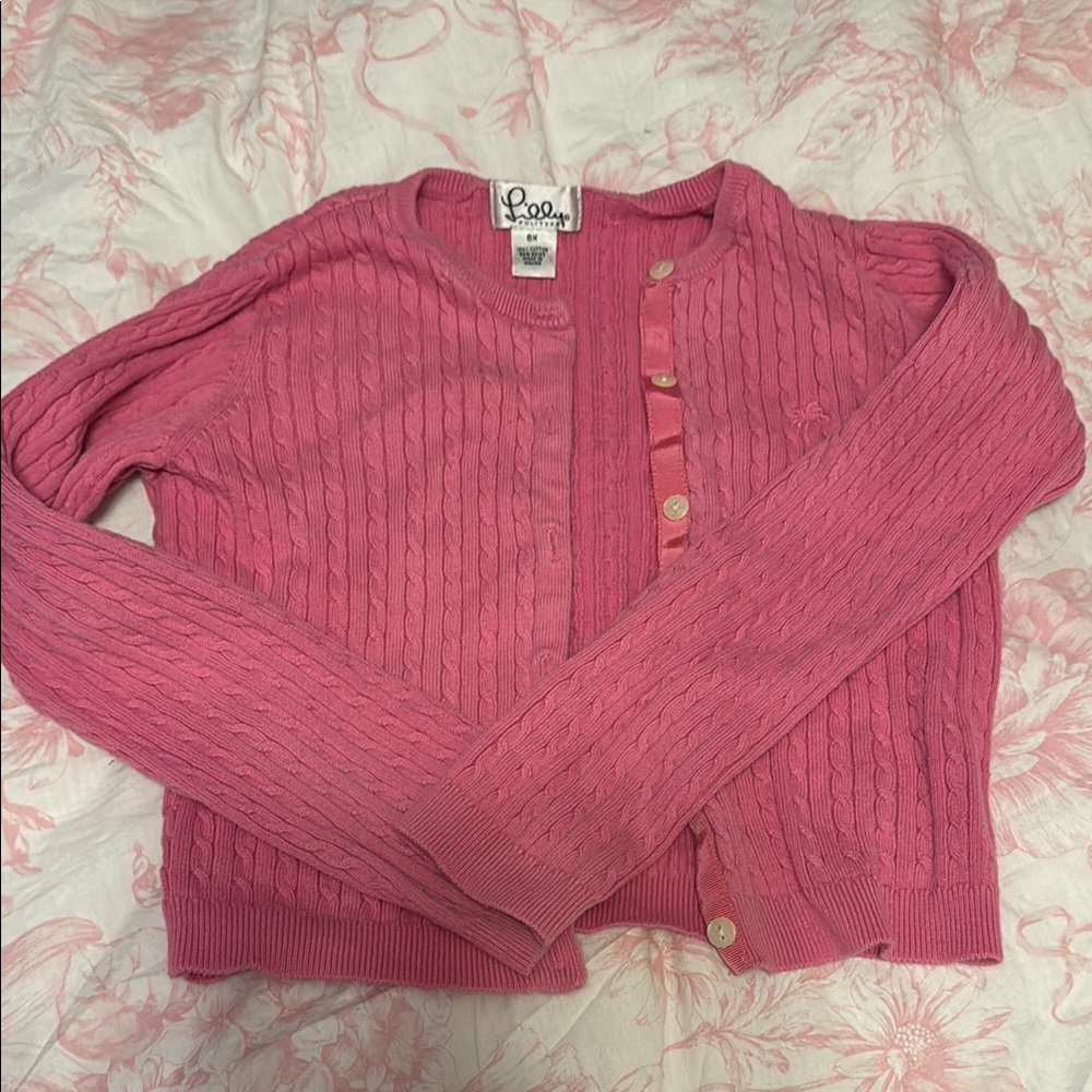 Girls lily Pulitzer  Pink Cable Knit Sweater